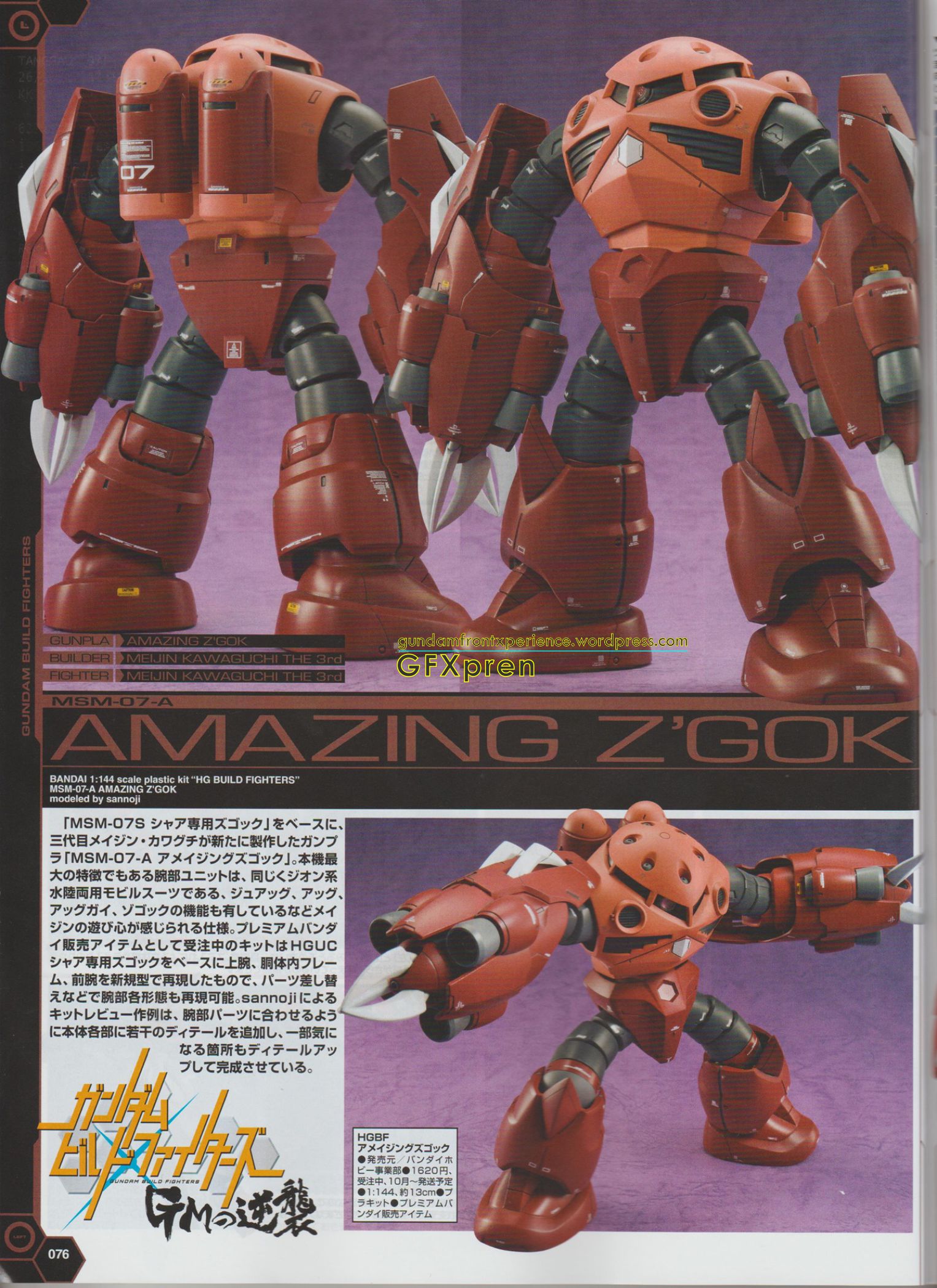 HGBF 1/144 Amazing Z'Gok Gundam Build Fighters Premium Bandai Model Kit japan